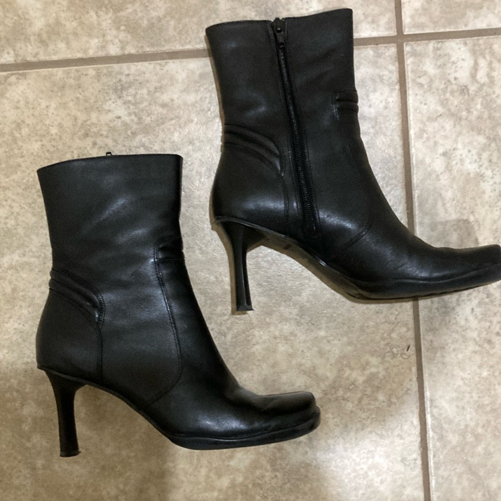 Black leather boots